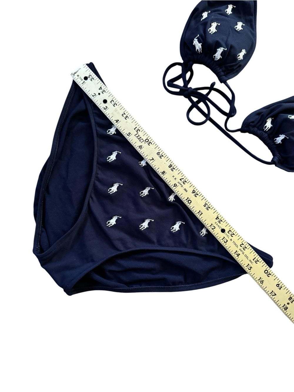 Polo Ralph Lauren Embroidered Pony Bikini Set Navy Blue Size L - Picture 4 of 7